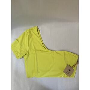 FP Toast Swim One Shoulder Swim Crop Top Daiquiri Green/Yellow SZ SM